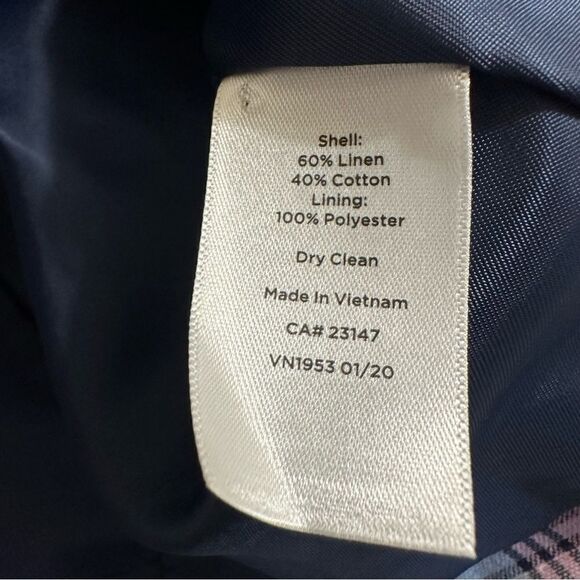 TALBOTS LINEN COTTON PURPLE BLUE PLAID LONG SLEEVE‎ SINGLE BUTTON BLAZER 6 - Picture 7 of 10